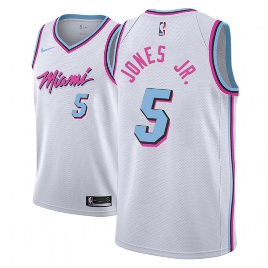 Men NBA 2018-19 Miami Heat 5 Derrick Jones Jr. City Edition White Jersey