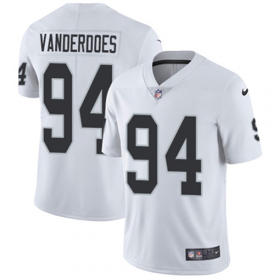 Men's Nike Oakland Raiders 94 Eddie Vanderdoes White Vapor Untouchable Limited Player NFL Jersey