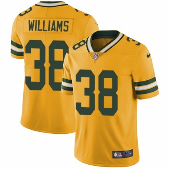 Men's Nike Green Bay Packers 38 Tramon Williams Elite Gold Rush Vapor Untouchable NFL Jersey