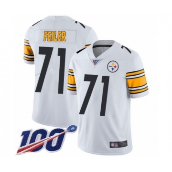 Men's Pittsburgh Steelers 71 Matt Feiler White Vapor Untouchable Limited Player 100th Season Football Jersey