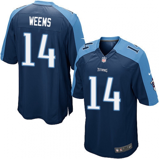 Men's Nike Tennessee Titans 14 Eric Weems Game Navy Blue Alternate NFL Jersey