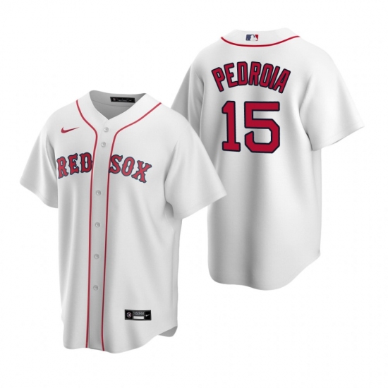 Men's Nike Boston Red Sox 15 Dustin Pedroia White Home Stitched Baseball Jersey