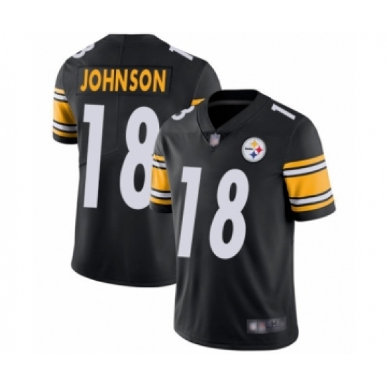 Men's Pittsburgh Steelers 18 Diontae Johnson Black Team Color Vapor Untouchable Limited Player Football Jersey