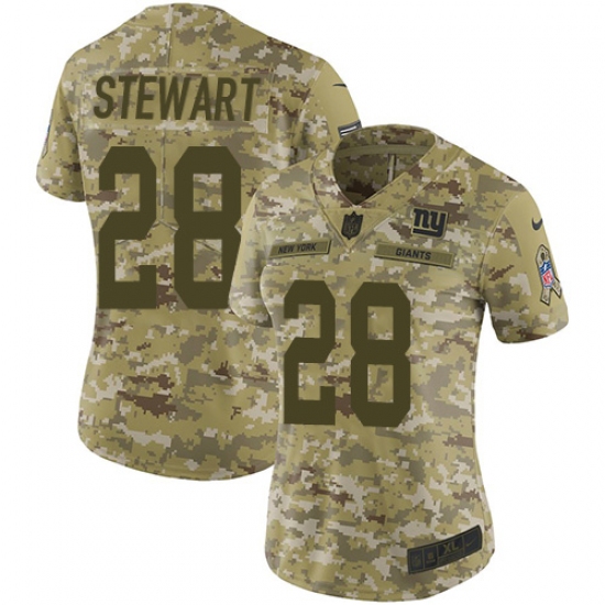 Women's Nike New York Giants 28 Jonathan Stewart Limited Camo 2018 Salute to Service NFL Jersey