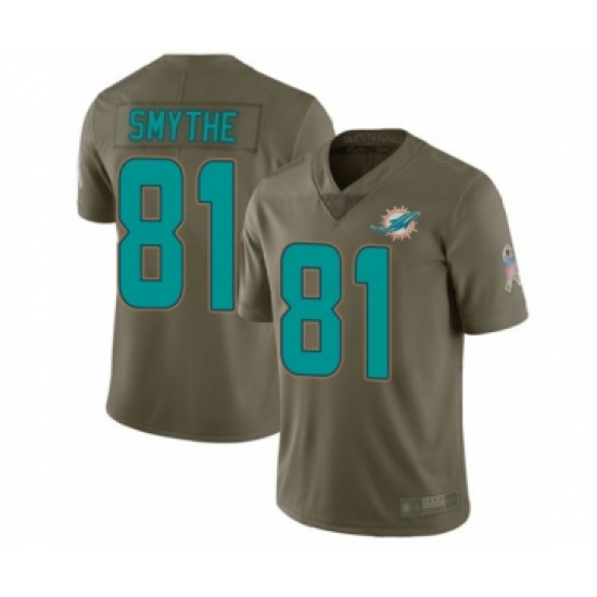 Youth Miami Dolphins 81 Durham Smythe Limited Olive 2017 Salute to Service Football Jersey