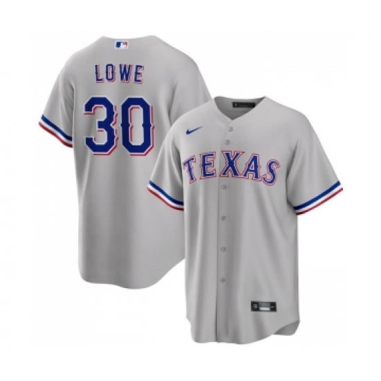 Men's Texas Rangers 30 Nathaniel Lowe Gray Cool Base Stitched Baseball Jersey