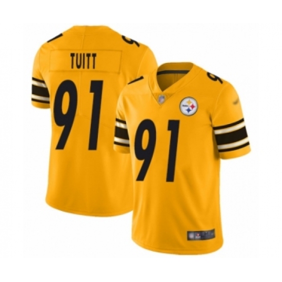 Women's Pittsburgh Steelers 91 Stephon Tuitt Limited Gold Inverted Legend Football Jersey