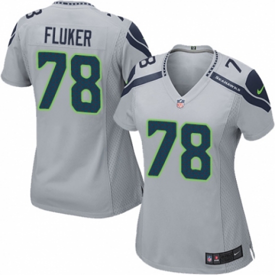 Women's Nike Seattle Seahawks 78 D.J. Fluker Game Grey Alternate NFL Jersey