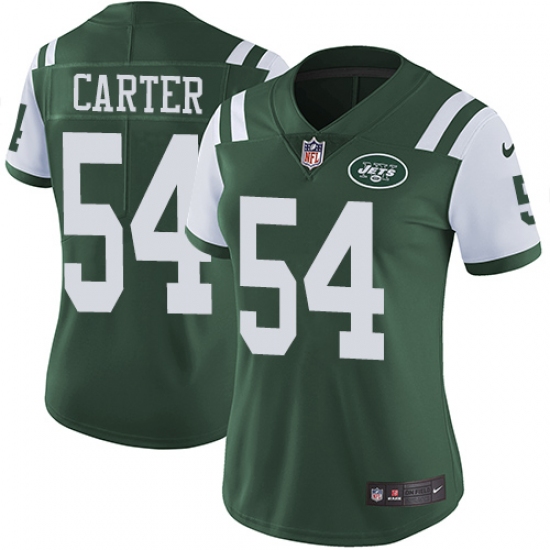 Women's Nike New York Jets 54 Bruce Carter Green Team Color Vapor Untouchable Limited Player NFL Jersey