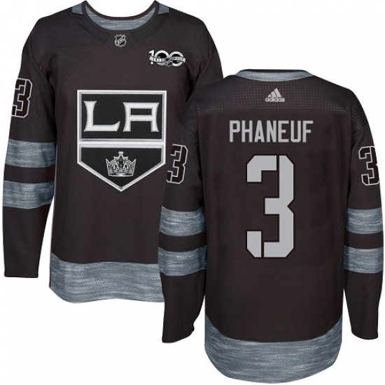 Men's Adidas Los Angeles Kings 3 Dion Phaneuf Authentic Black 1917-2017 100th Anniversary NHL Jersey