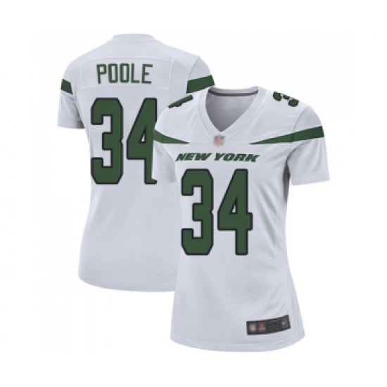 Women's New York Jets 34 Brian Poole Game White Football Jersey