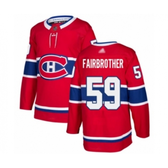 Men's Montreal Canadiens 59 Gianni Fairbrother Authentic Red Home Hockey Jersey