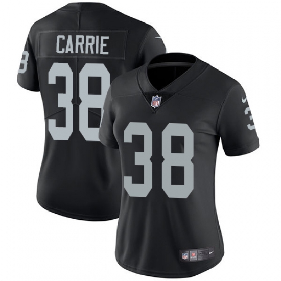 Women's Nike Oakland Raiders 38 T.J. Carrie Black Team Color Vapor Untouchable Limited Player NFL Jersey