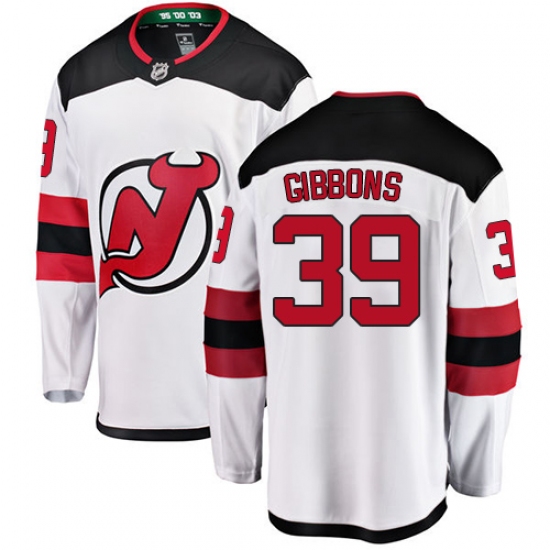 Men's New Jersey Devils 39 Brian Gibbons Fanatics Branded White Away Breakaway NHL Jersey