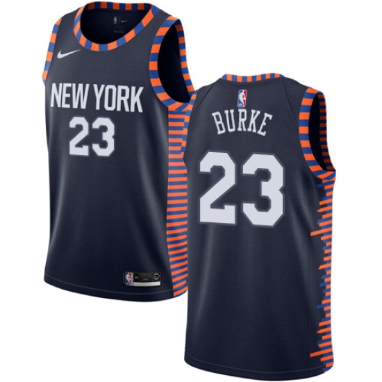 Men's Nike New York Knicks 23 Trey Burke Swingman Navy Blue NBA Jersey - 2018 19 City Edition