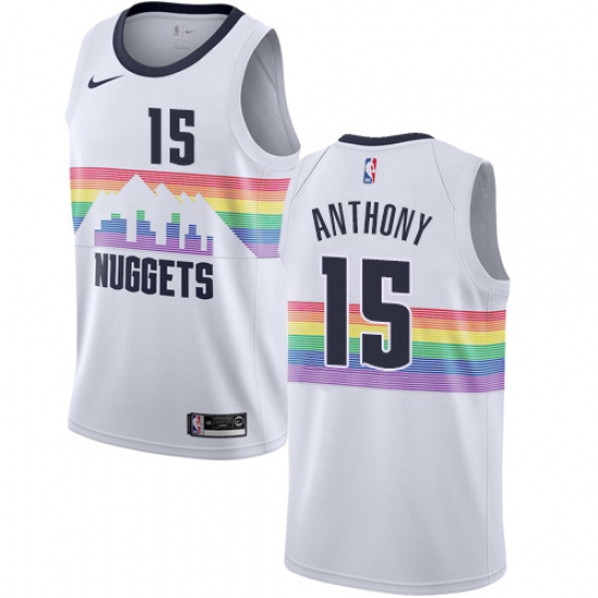 Youth Nike Denver Nuggets 15 Carmelo Anthony Swingman White NBA Jersey - City Edition