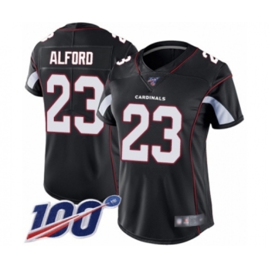 Women's Arizona Cardinals 23 Robert Alford Black Alternate Vapor Untouchable Limited Player 100th Season Football Jersey