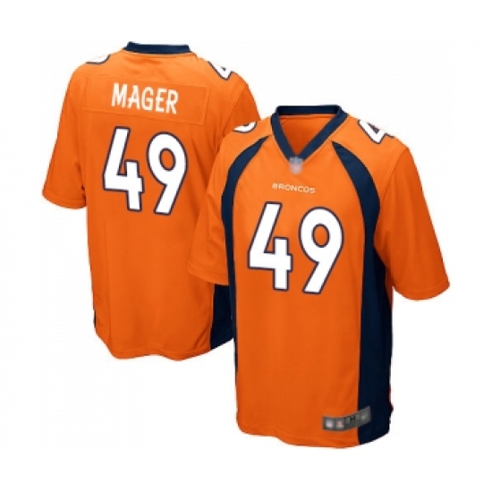 Men's Denver Broncos 49 Craig Mager Game Orange Team Color Football Jersey