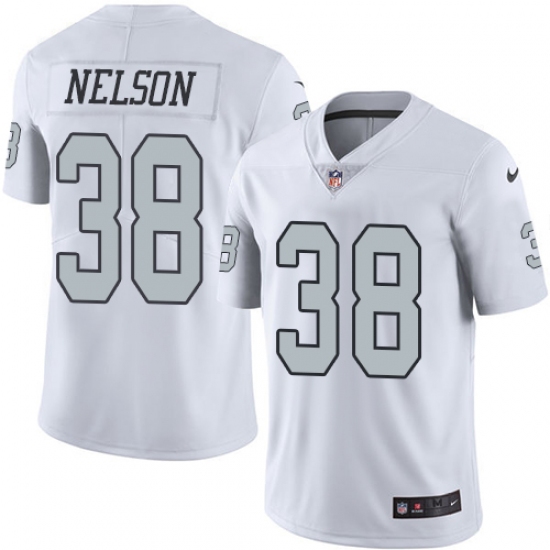 Youth Nike Oakland Raiders 38 Nick Nelson Limited White Rush Vapor Untouchable NFL Jersey