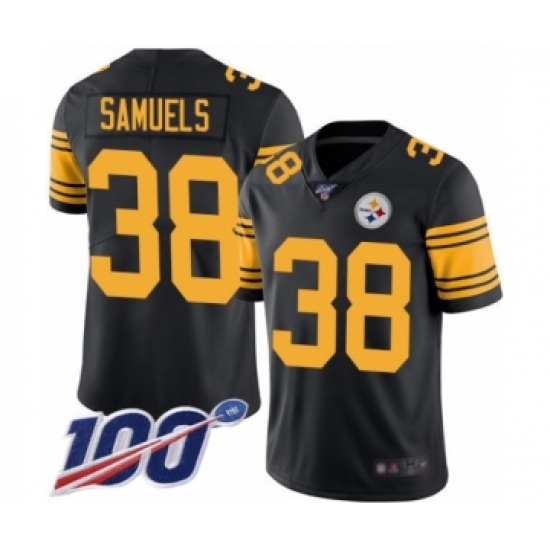 Men's Pittsburgh Steelers 38 Jaylen Samuels Limited Black Rush Vapor Untouchable 100th Season Football Jersey
