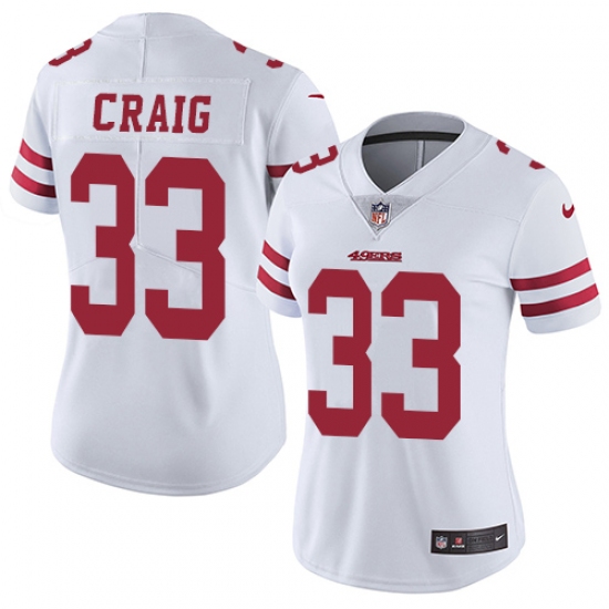 Women's Nike San Francisco 49ers 33 Roger Craig Elite White NFL Jersey