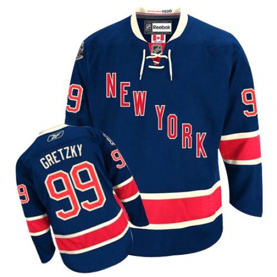 Men's Reebok New York Rangers 99 Wayne Gretzky Authentic Navy Blue Third NHL Jersey