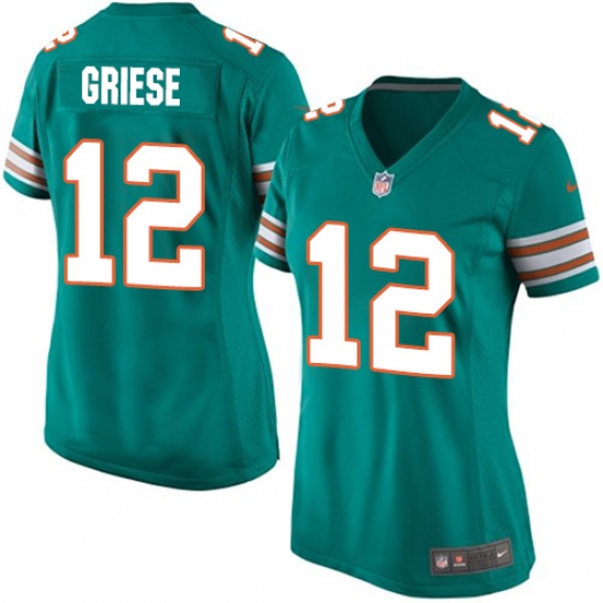 Women's Nike Miami Dolphins 12 Bob Griese Game Aqua Green Alternate NFL Jersey