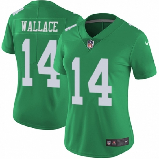 Women's Nike Philadelphia Eagles 14 Mike Wallace Limited Green Rush Vapor Untouchable NFL Jersey