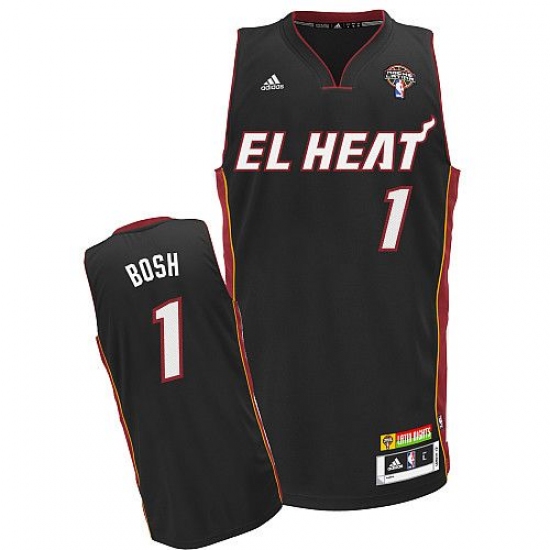 Men's Adidas Miami Heat 1 Chris Bosh Swingman Black Latin Nights NBA Jersey