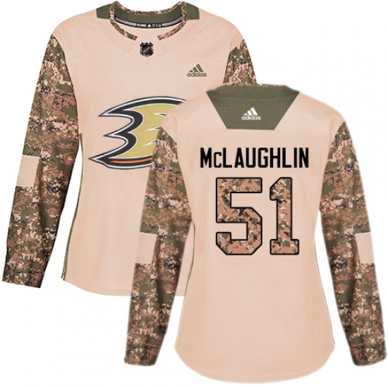 Women's Adidas Anaheim Ducks 51 Blake McLaughlin Authentic Camo Veterans Day Practice NHL Jersey