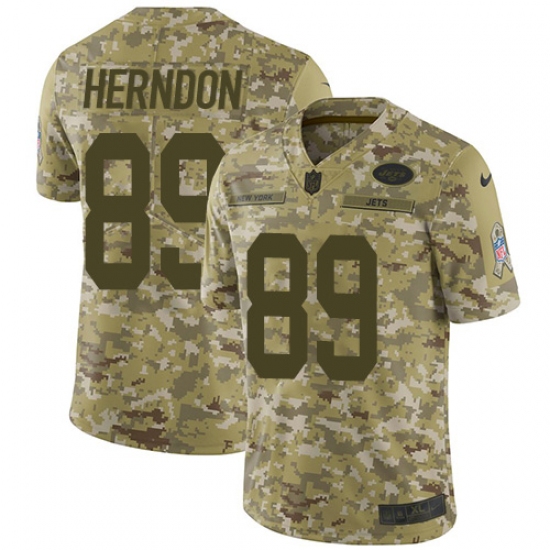 Men's Nike New York Jets 89 Chris Herndon Limited Camo 2018 Salute to Service NFL Jersey