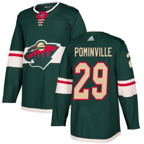 Men's Adidas Minnesota Wild 29 Jason Pominville Green Home Authentic Stitched NHL Jersey