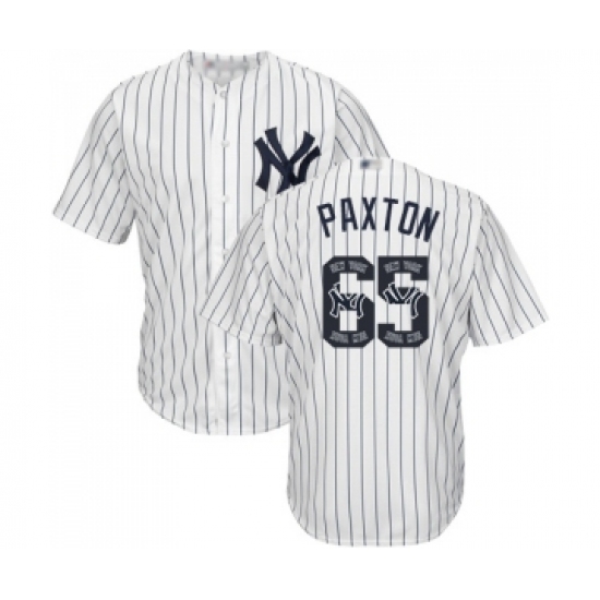 Men's New York Yankees 65 James Paxton Authentic White Team Logo Fashion Baseball Jersey