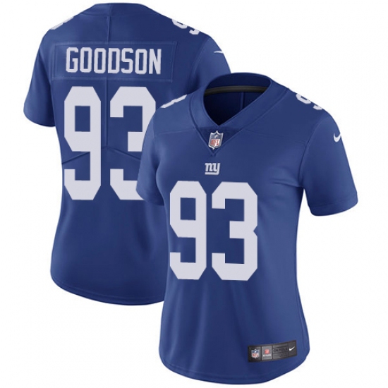 Women's Nike New York Giants 93 B.J. Goodson Royal Blue Team Color Vapor Untouchable Elite Player NFL Jersey