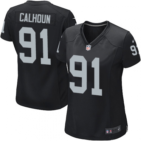 Women's Nike Oakland Raiders 91 Shilique Calhoun Game Black Team Color NFL Jersey
