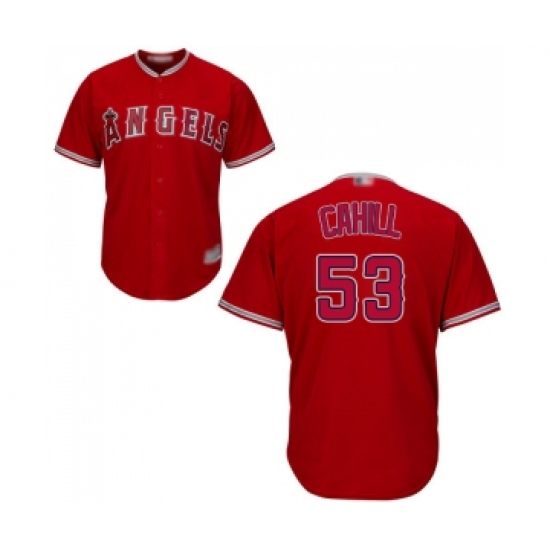 Youth Los Angeles Angels of Anaheim 53 Trevor Cahill Replica Red Alternate Cool Base Baseball Jersey