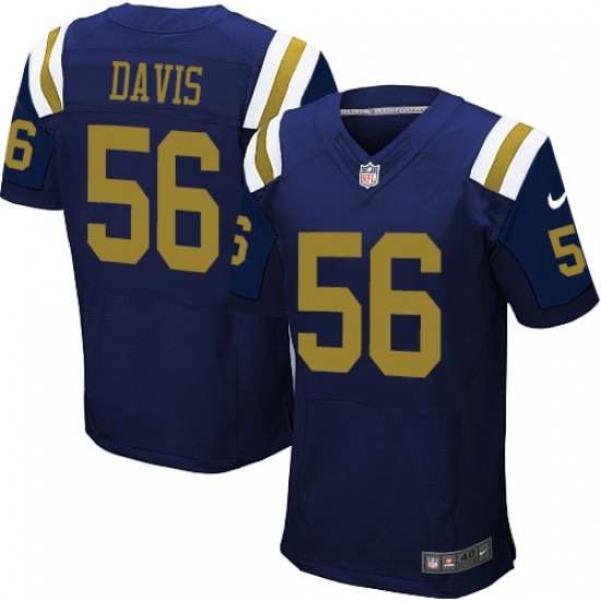 Men's Nike New York Jets 56 DeMario Davis Elite Navy Blue Alternate NFL Jersey