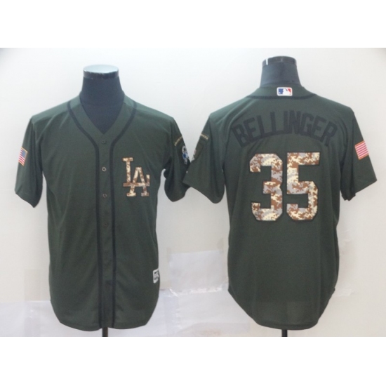 Men's Los Angeles Dodgers 35 Cody Bellinger Green Salute to Service Jersey