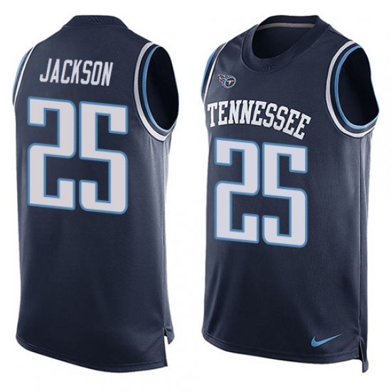 Men's Nike Tennessee Titans 25 Adoree' Jackson Limited Navy Blue Player Name & Number Tank Top Tank Top NFL Jersey