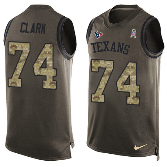 Men's Nike Houston Texans 74 Chris Clark Limited Green Salute to Service Tank Top NFL Jersey
