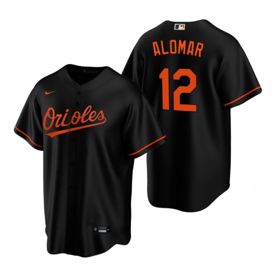 Men's Nike Baltimore Orioles 12 Roberto Alomar Black Alternate Stitched Baseball Jersey