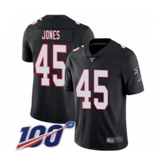 Men's Atlanta Falcons 45 Deion Jones Black Alternate Vapor Untouchable Limited Player 100th Season Football Jersey