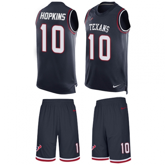 Men's Nike Houston Texans 10 DeAndre Hopkins Limited Navy Blue Tank Top Suit NFL Jersey