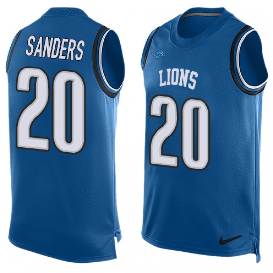Men's Nike Detroit Lions 20 Barry Sanders Limited Light Blue Player Name & Number Tank Top NFL Jersey