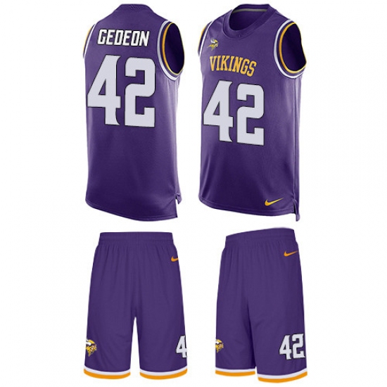 Men's Nike Minnesota Vikings 42 Ben Gedeon Limited Purple Tank Top Suit NFL Jersey