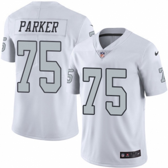 Youth Nike Oakland Raiders 75 Brandon Parker Limited White Rush Vapor Untouchable NFL Jersey