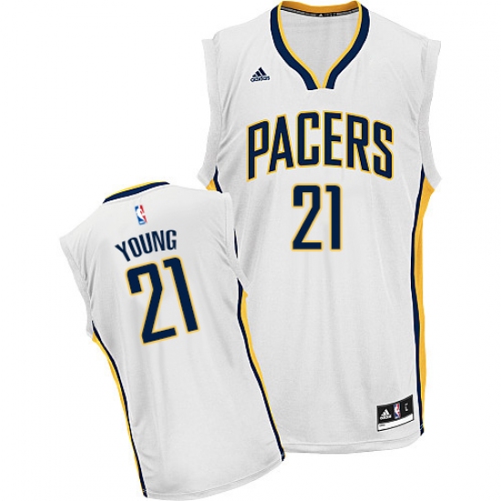 Men's Adidas Indiana Pacers 21 Thaddeus Young Swingman White Home NBA Jersey