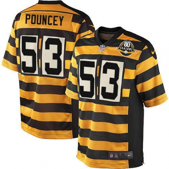 Men's Nike Pittsburgh Steelers 53 Maurkice Pouncey Game Yellow/Black Alternate 80TH Anniversary Throwback NFL Jersey
