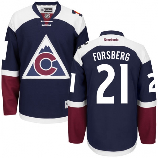 Women's Reebok Colorado Avalanche 21 Peter Forsberg Premier Blue Third NHL Jersey