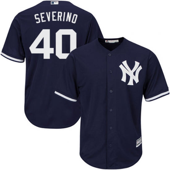 Men's Majestic New York Yankees 40 Luis Severino Replica Navy Blue Alternate MLB Jersey